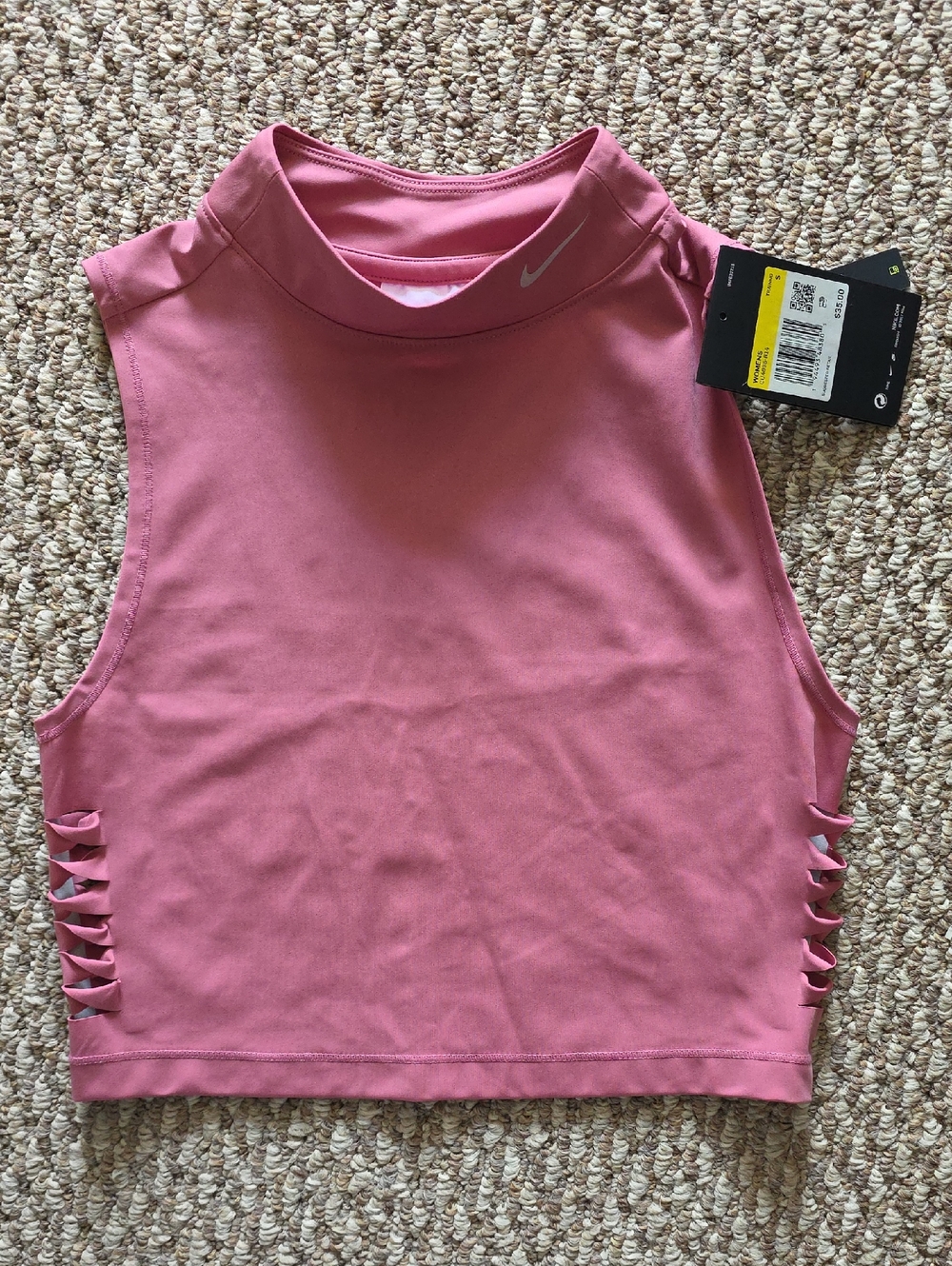 Nike Pink Sleeveless Crop Top with Side Slit Details
